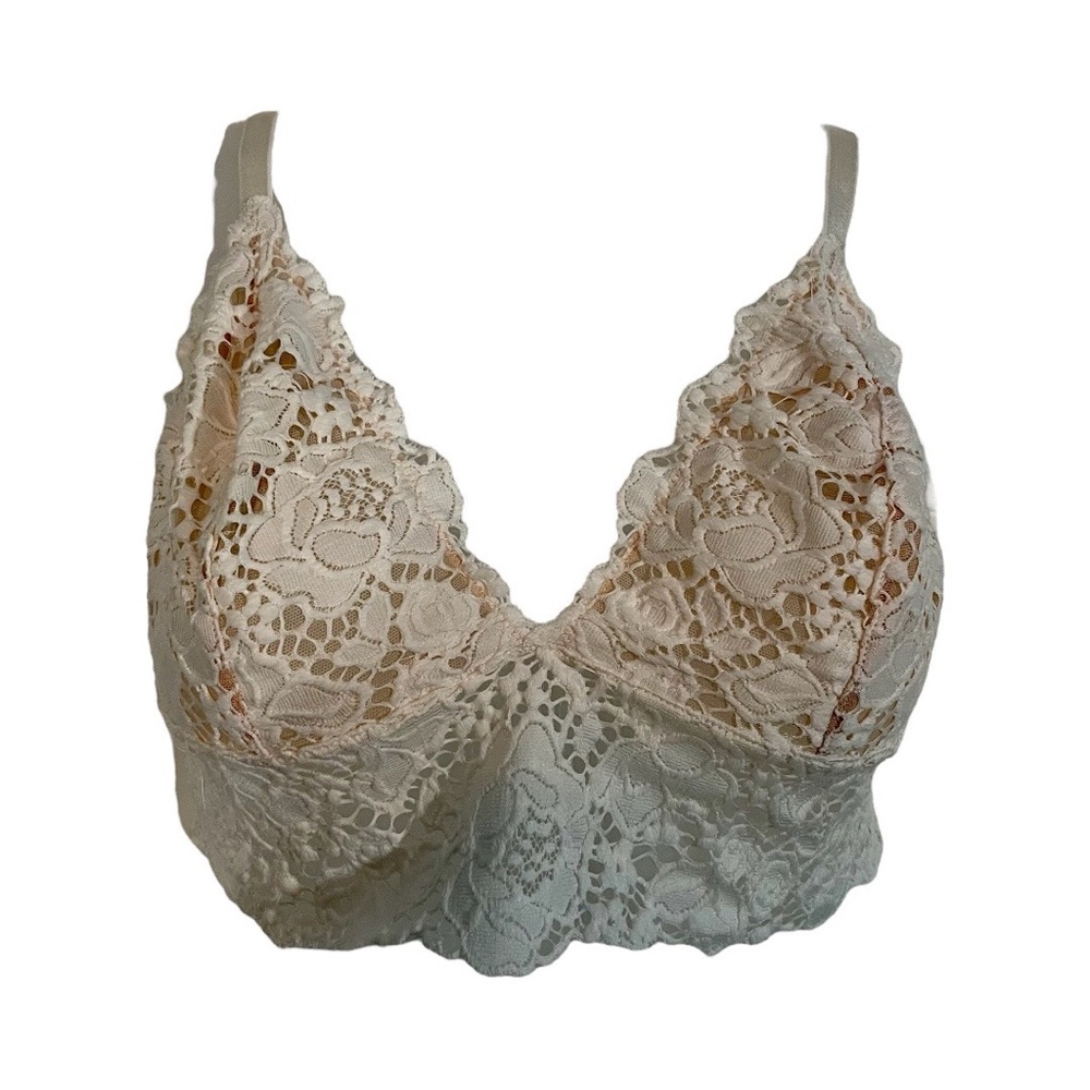 Victoria Secret Lace Tan Cream Bra Bralette L